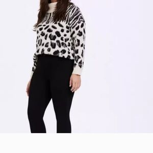 Nwot TORRID 3x White Mixed Animal Print Turtleneck Sweater